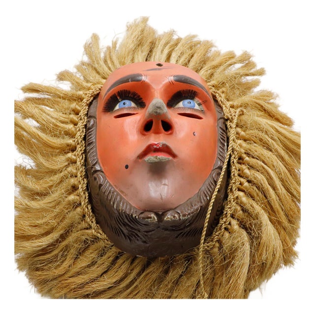 1960s Mexican Parachico Mask with Montera For Sale