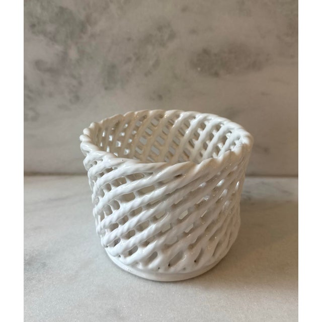 Mid-Century Modern Mid Century Berardos Pottery Ceramic Woven Basket or Lattice Bowl For Sale - Image 3 of 9