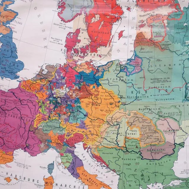 School Wall Map of Europe by Prof. Dr. M. G. Schmidt for Perthas Gotha, 1950s For Sale - Image 4 of 8