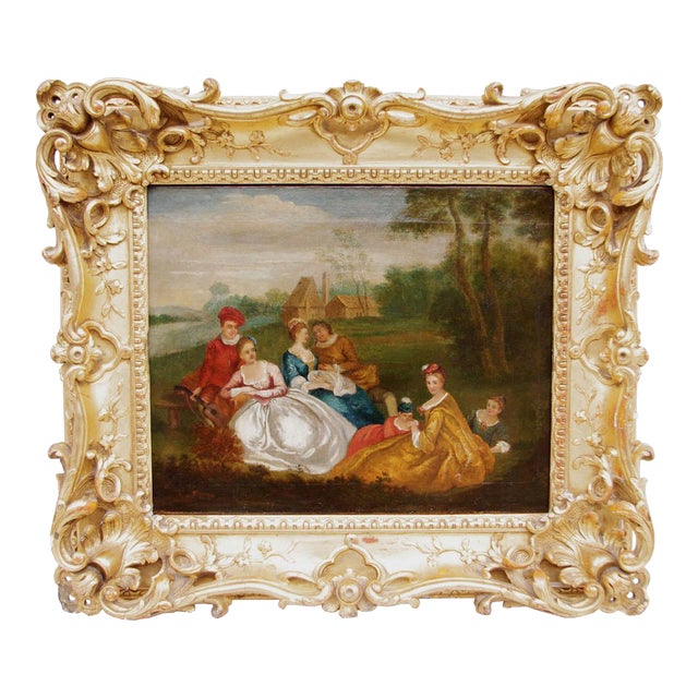 18th Century Romantic Genre Scene Oil On Canvas by Nicolas Lancret For Sale