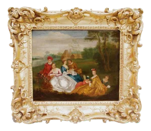 18th Century Romantic Genre Scene Oil On Canvas by Nicolas Lancret