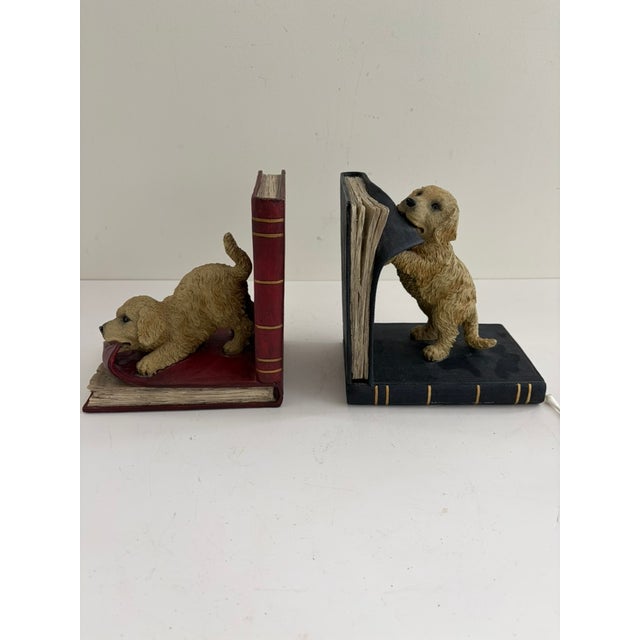 Vintage Golden Retriever Bookends – Heavy Resin Figural Dog Pair For Sale - Image 13 of 13
