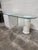 Super cool Lane post modern glass top desk with floating pedestal style leg. Nice half inch glass in great condition....