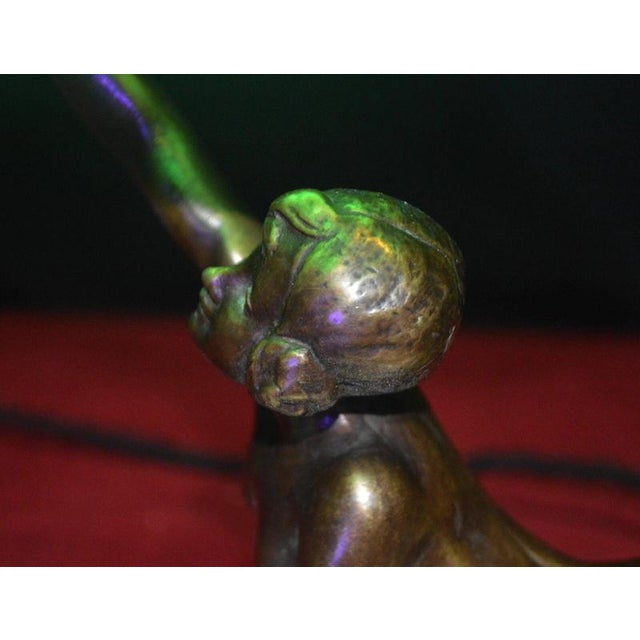 French Art Deco Gilt Bronze Nude Figure Table Lamp, 1930 For Sale - Image 6 of 18