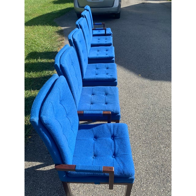 Dillingham B Collection Arthur Umanoff 70s Cobalt Upholstered Walnut