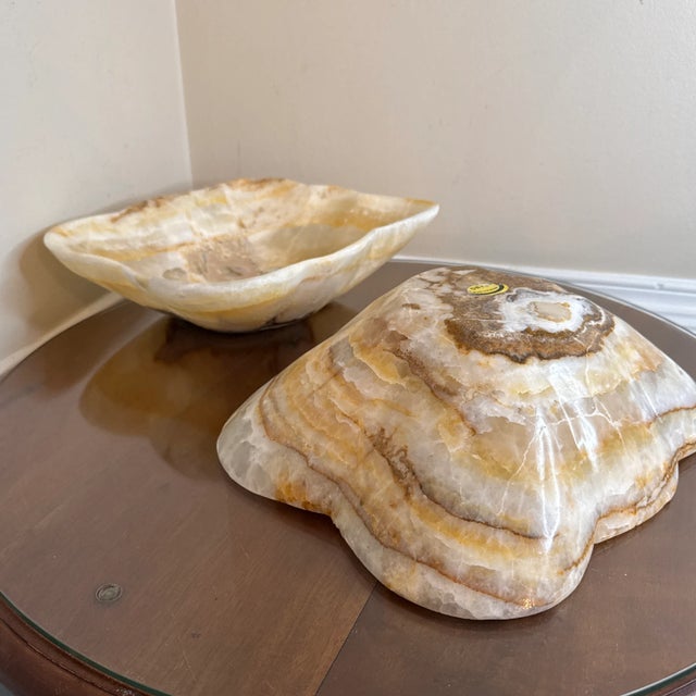 Gemstone Vintage Oversized Hand Craved Onyx Decorative Bowls- a Pair For Sale - Image 7 of 11