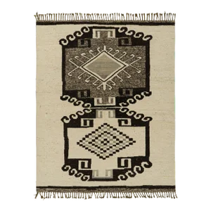 Rug and Kilim’s Tribal Style Kilim in Cream and Brown With Medallions