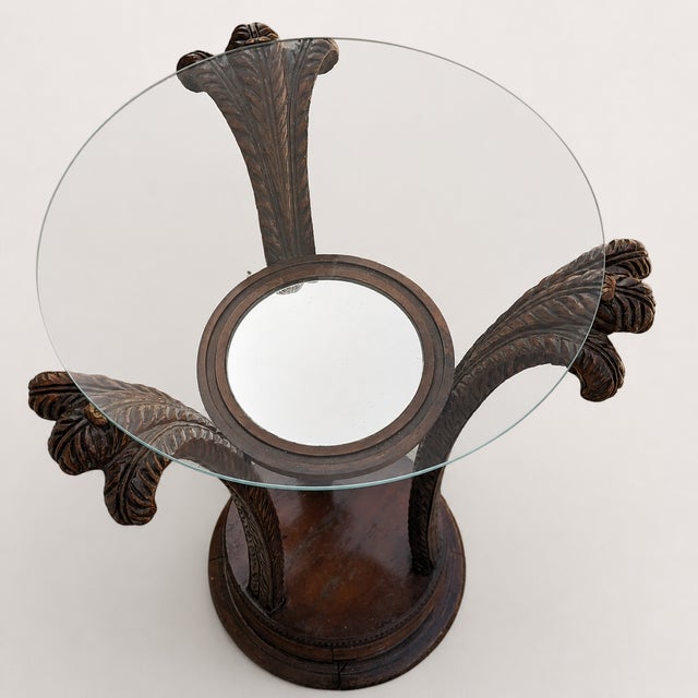 Art Nouveau Carved Wood and Glass Pedestal Side Table, Early 20th Century For Sale - Image 9 of 10