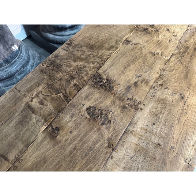 Larger Oak Farmhouse Dining Table, 1925 For Sale - Image 15 of 16