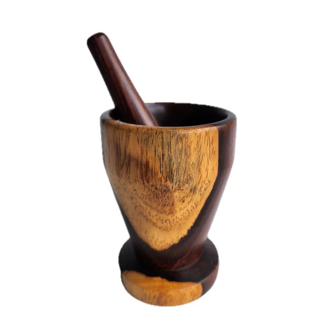 Vintage Cocobolo Wood Mortar and Pestle Set, 2 Pieces For Sale In Miami - Image 6 of 10