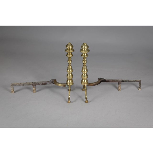 Pair American Brass Andirons For Sale - Image 4 of 6