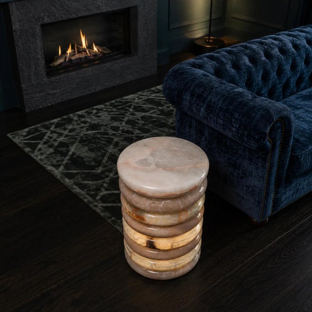 Early 21st Century Onyx and Marble Side Table by Forzini For Sale - Image 5 of 13