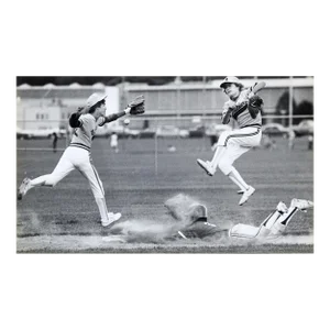 Vintage Baseball Action Photograph