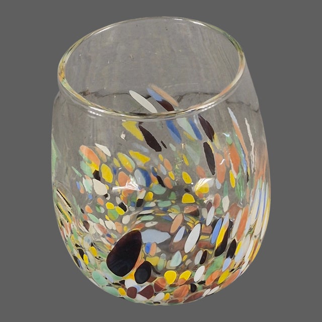 Late 20th Century Hand Blown Art Glass Confetti Highball Tumbler Glasses - Set of Four For Sale - Image 6 of 9