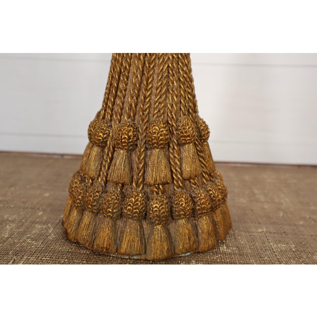 Metal Vintage Dorothy Draper Style Gold Tassel Table Lamp 70's Hollywood Regency Traditional Glam Neoclassical For Sale - Image 7 of 10
