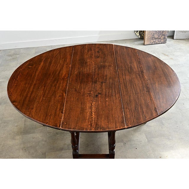 Brown Early 19th Century French Oak Gate Leg Drop-leaf Dining Table For Sale - Image 8 of 10
