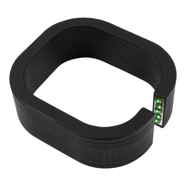 Fendi Geometric Black Resin Acrylic Cuff Bracelet For Sale