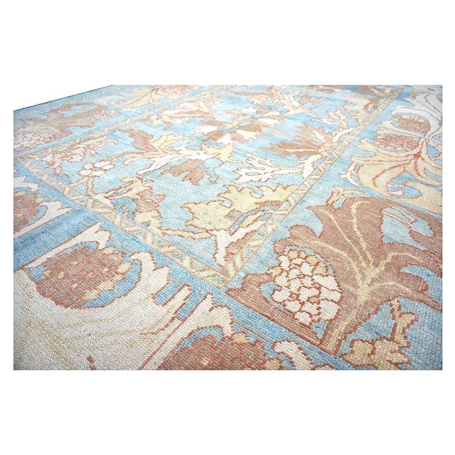 Textile 21st Century Turkish Donegal Oushak 8x11 Blue, Ivory, & Clay Area Rug #1140682 For Sale - Image 7 of 11