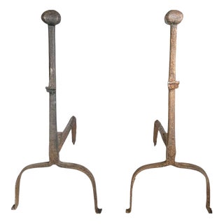 Cast Iron Andirons, France, 1960, Set of 2 For Sale