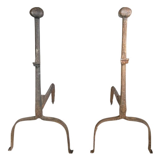 Cast Iron Andirons, France, 1960, Set of 2 For Sale
