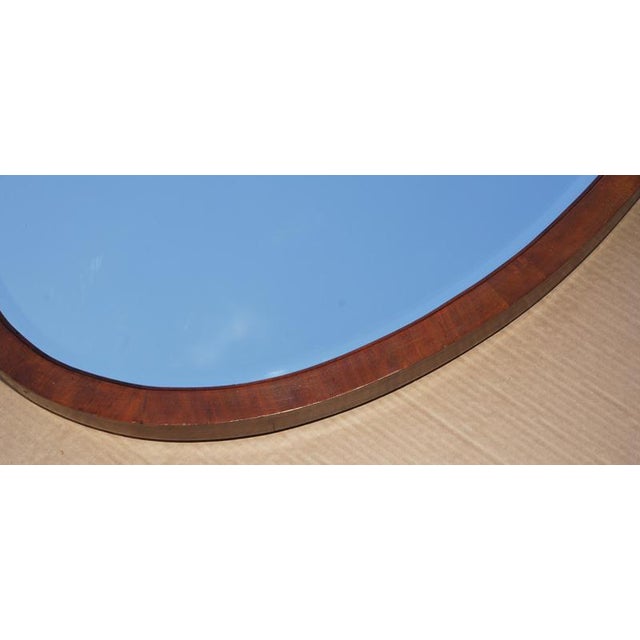 1920s Antique Venetian Art Deco Oval Hardwood Framed Mercury Mirror, 1920s For Sale - Image 5 of 10