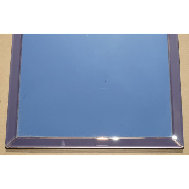 Blue Vintage Venetian Art Deco Style Peach Foxed Bevelled Glass Mirror For Sale - Image 8 of 13