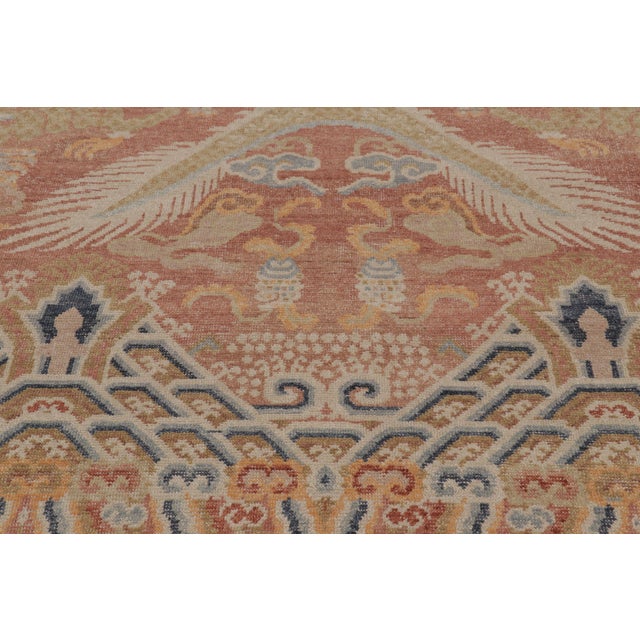 Rug & Kilim Rug & Kilim’s Distressed Dragon Rug, Rust and Gold With Dramatic Pictorials For Sale - Image 4 of 10