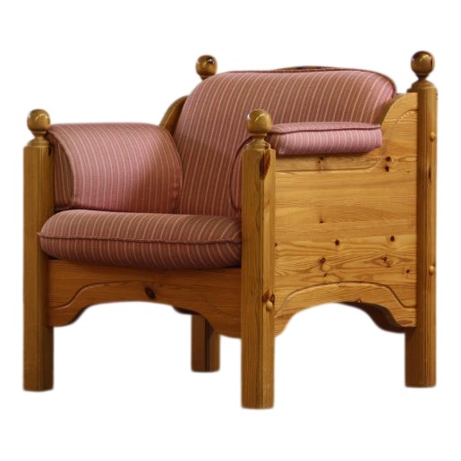 Mid-Century Danish Pine Lounge Chair, 1970s For Sale