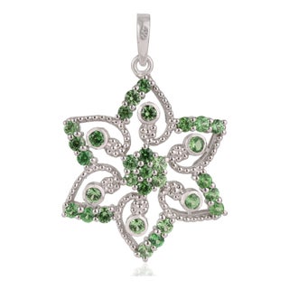 Art Nouveau Inspired 1.25 Ct Tsavorite Openwork Floral Pendant by Carat&Her For Sale