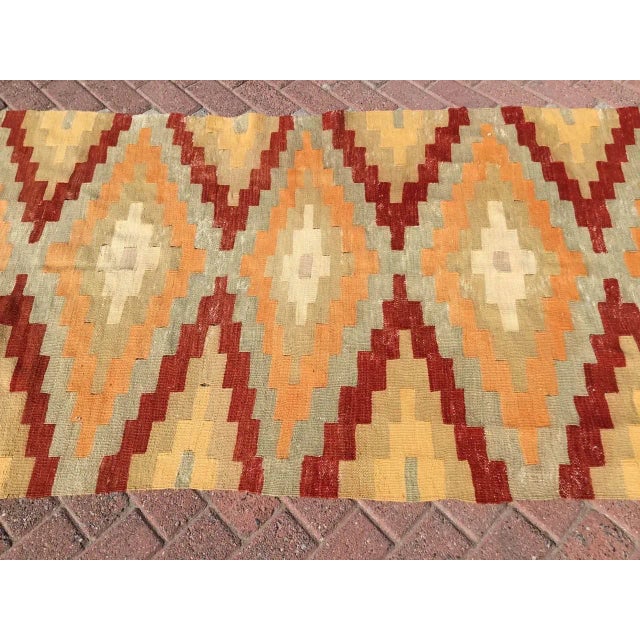 Orange Vintage Turkish Kilim Runner - 43" X 97" For Sale - Image 8 of 11