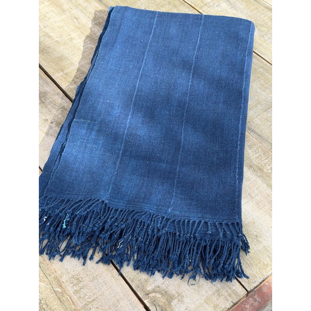 Textile Vintage African Indigo Denim Mossi Mudcloth 65” L X 41” W Textile | No. 110 For Sale - Image 7 of 7