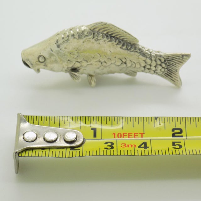 Vintage Italian Heavy Carp Fish Miniature Figurine in Silver 800, Arezzo, 1970s For Sale - Image 11 of 12