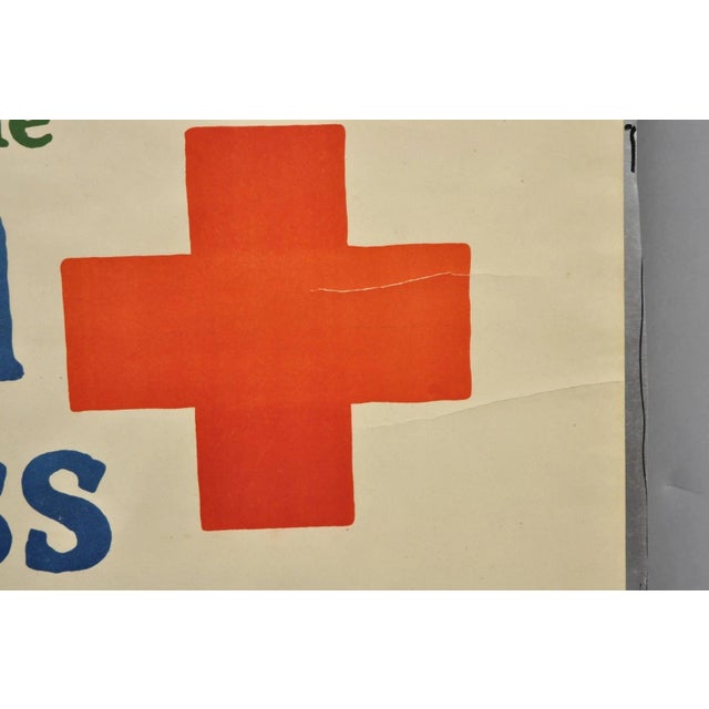 Blue Original Vintage 1918 Wwi Poster 'Red Cross Christmas Roll Call' Ray Greenleaf For Sale - Image 8 of 13