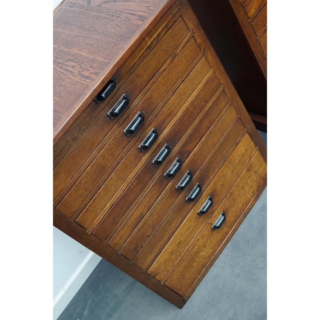Vintage Dutch Oak Jewelers Drawer Cabinets, 1930s, Set of 2 For Sale - Image 9 of 18