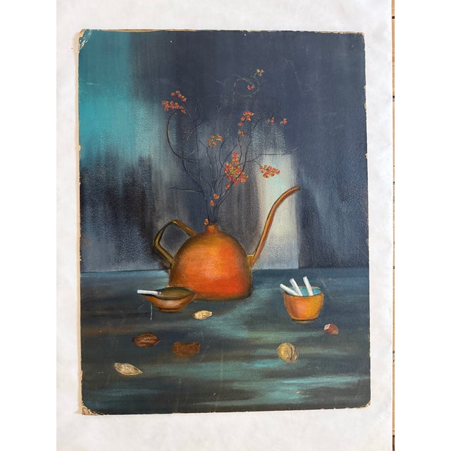 Double Sided Vintage House and Tea Kettle Painting For Sale - Image 12 of 13