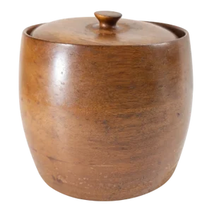 Mid-Century Modern Treenware Style Turned Walnut Covered Jar Box
