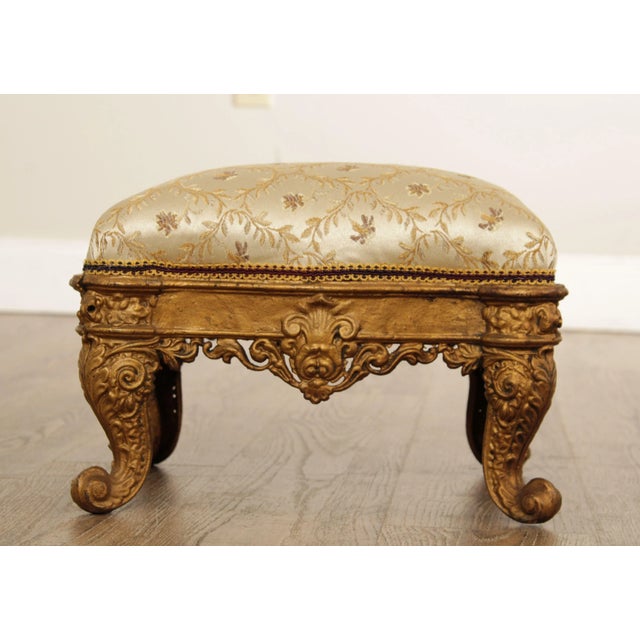 Antique Victorian Cast Iron Gilt Rococo Style Footstool For Sale In Philadelphia - Image 6 of 13