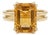 Natural Citrine Cocktail Ring • Double Band Emerald Cut Gemstone Ring Us 7 For Sale
