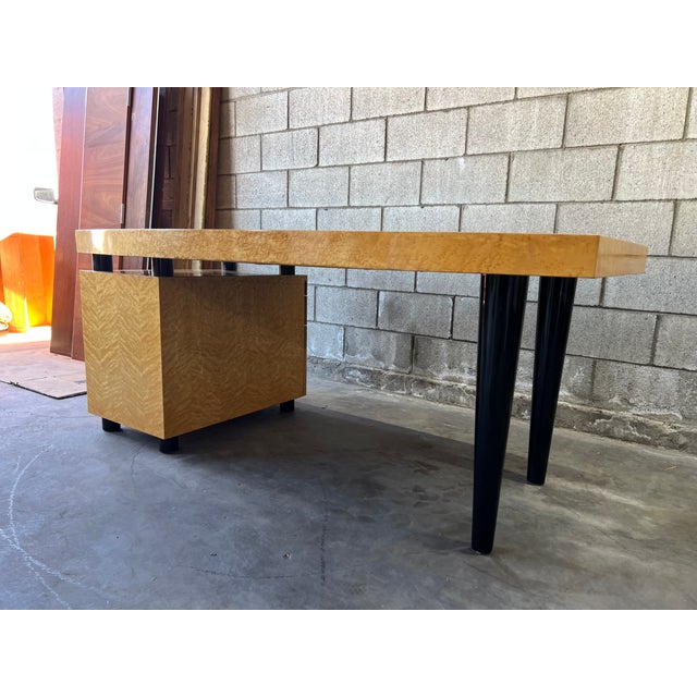 1980s Leon Rosen for Pace Collection “Boca” Executive Desk in Birdseye Maple For Sale - Image 5 of 15