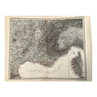 1878 Stieler Map of the French and Italian Riviera For Sale