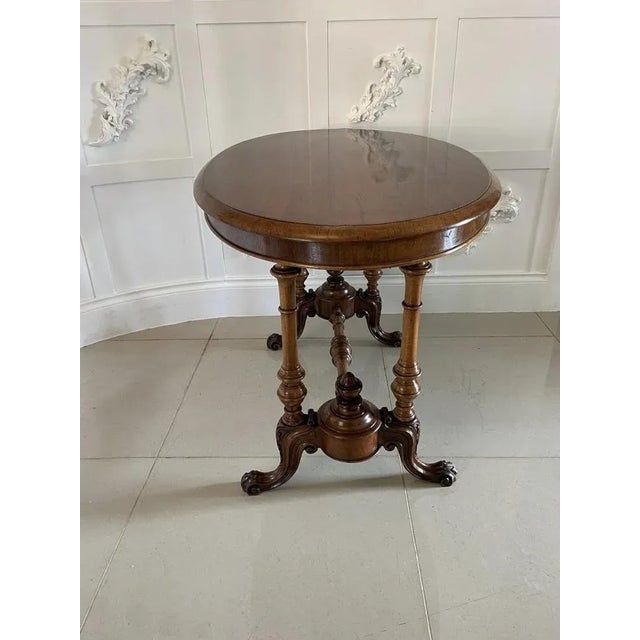 19th Century Victorian Oval Walnut Centre Table, 1860s For Sale - Image 3 of 12