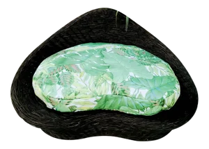 Large Custom Upholstered Palm Beach Regency Palm Leaf and Wicker Heart Shaped Dog Bed