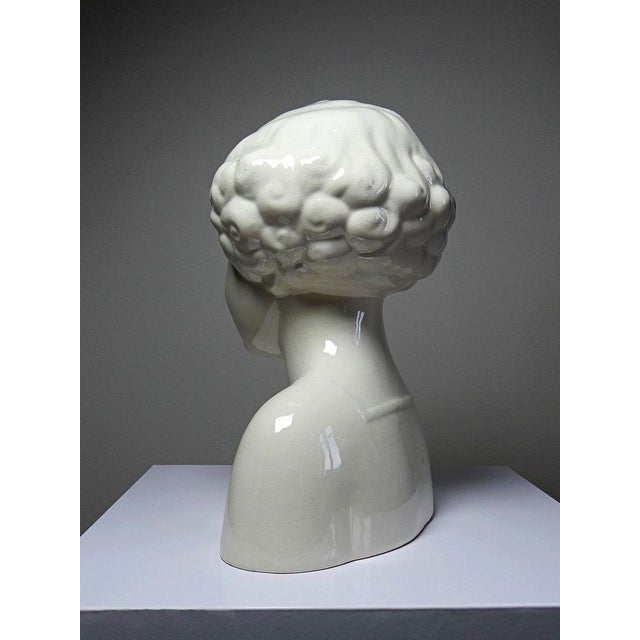 Large Art Deco Faience Bust from Sarreguemines, 20th Century For Sale - Image 12 of 17