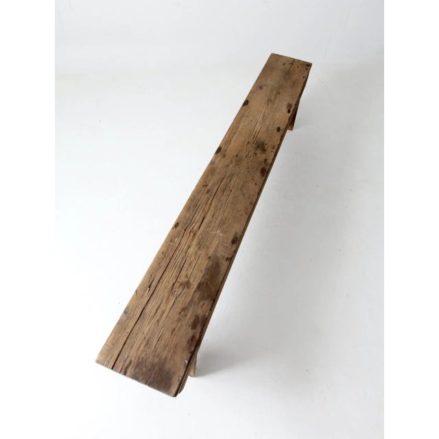 Brown Antique Primitive Bench 7ft For Sale - Image 8 of 14