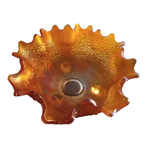 Fenton Marigold Carnival Glass Ruffled Edge Footed Bowl