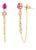 Contemporary Pear Cut Red Ruby & Diamond Chain Earrings in 14k Yellow Gold- A Pair For Sale
