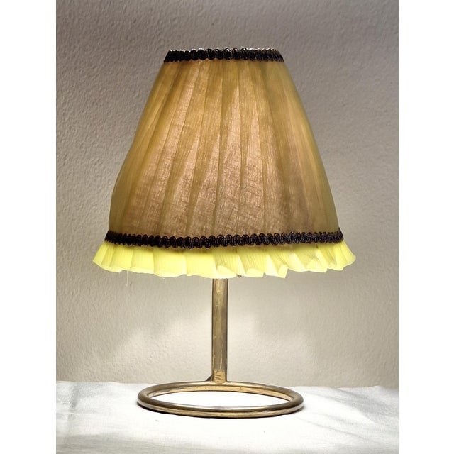 Mid-Century Minimalist German Table Lamp with Brass Base and Fabric Shade from Lamplove, 1950s For Sale - Image 10 of 10