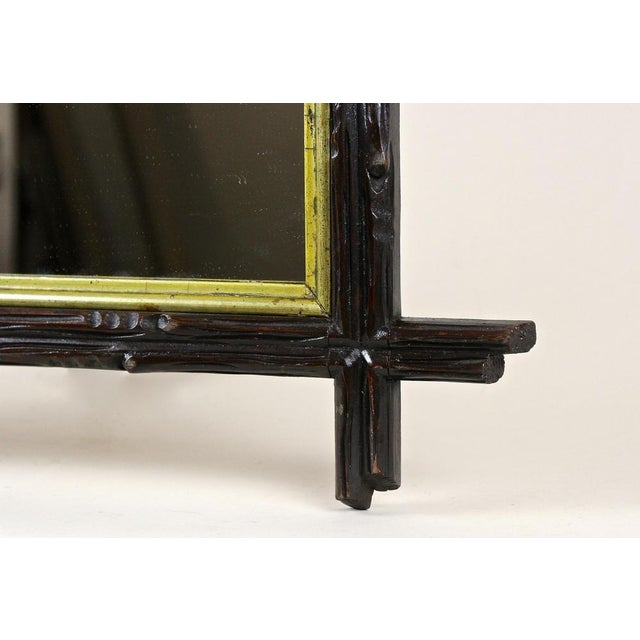 Black Forest Hand-Carved Mirror with Gilt Bar, Austria, 1880s For Sale - Image 6 of 18