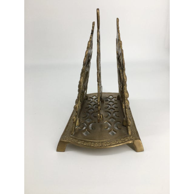 Vintage Baroque Revival Brass Regal Napkin/Letter Holder For Sale - Image 4 of 9