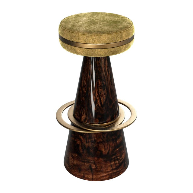 Art Deco "Coraggioso" Barstool With Patina Bronze, Handmade For Sale - Image 3 of 7